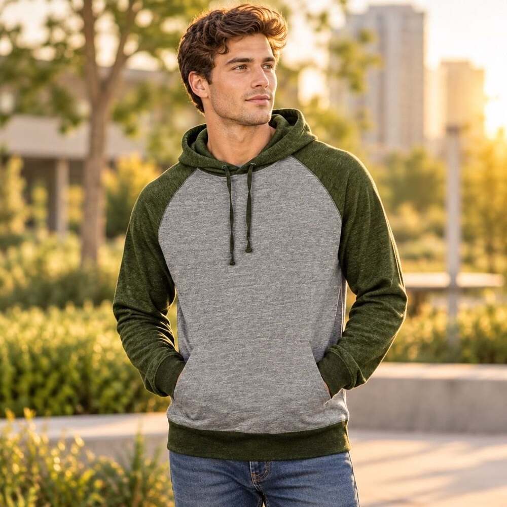 American Eagle Outfitters Hoodie Size M/T Heather Grey Green